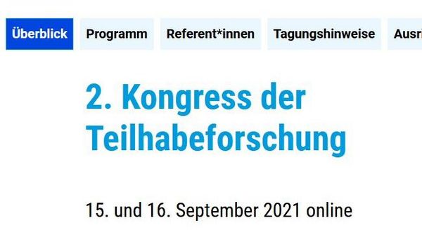 Teilausschnitt der Webseite zum 2. Kongress der Teilhabeforschung