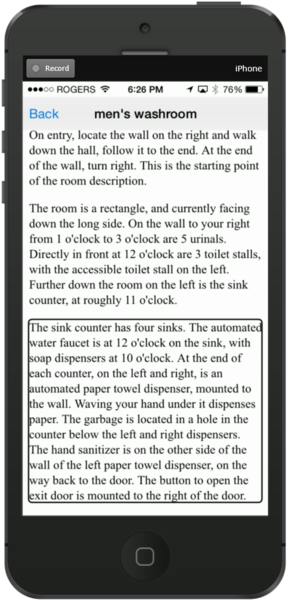 BlindSquare auf einem Smartphonedisplay