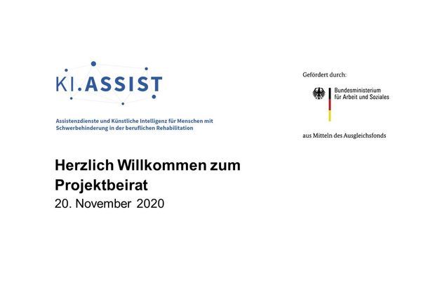 Deckblatt Präsentation zum 2. Treffen des Projektbeirats KI.ASSIST