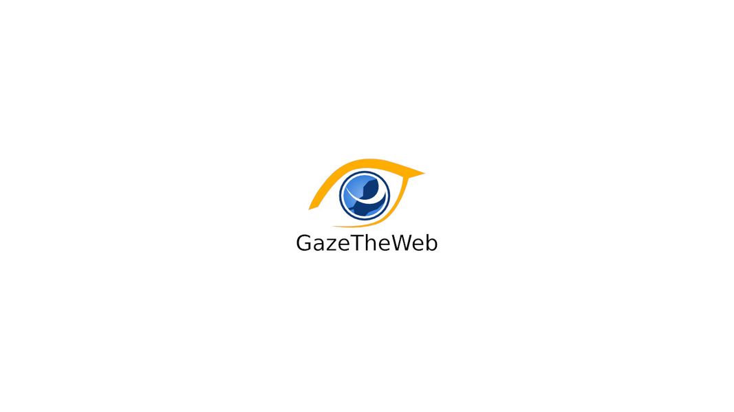 Das Logo von Gaze The Web. Ein Auge wird Abstrakt dargestellt durch eine gelbe Elipse die einen Blauen Kreis umrandet. in der Mitte befindet sich ein blaues mondförmiges und ovales Element.