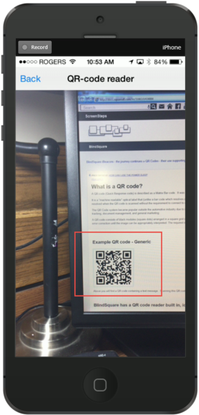 BlindSquare auf einem Smartphonedisplay