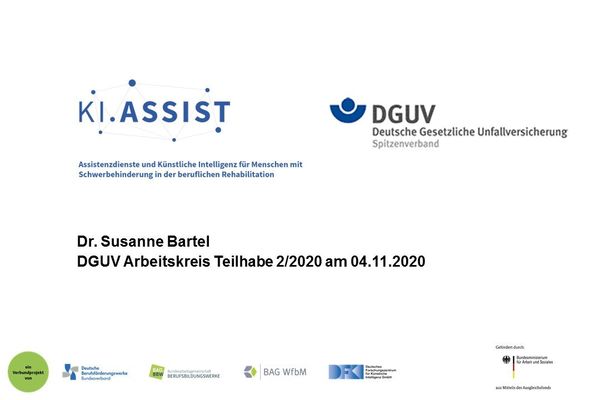 Titelblatt Präsentation im Arbeitskreis Teilhabe der DGUV